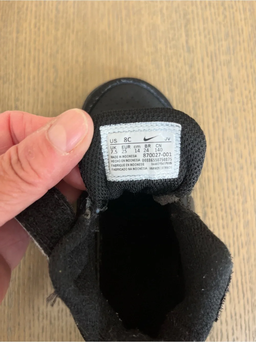Nike Kids Black High-Top Sneakers with Hook-and-Loop Strap